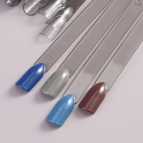 150 Pcs Nail Swatch Sticks with Metal Ring, Transparent Black Square Nail Tips for Nail Art Polish Practice Display, Acrylic False Nail Sample Sticks Nail tech Supplies for Home or Salon Use - color: Transparent Black Square