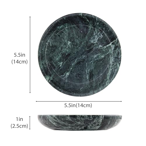 Small Natural Marble Jewelry Tray Key Plate Holder Dish Trinket Decor Catch All Bowl for Ring Earring Stone Gift for Women Daugther,Verde Alpi Green,5.5" - color: Verde Alpi Green