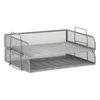 Mind Reader Stackable Paper Tray, Desktop Organizer, File Storage, Office, Metal Mesh, 2 Pcs., Silver - color: Silver
