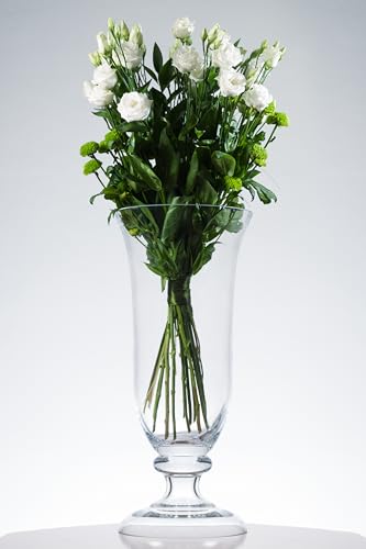 Glass - Centerpiece Vase - Glass Like Crystal Vase - for Flowers - Table or Floor - Great Filled or Unfilled - 20" Height - Classic Clear - Made in Europe - by Barski