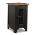 Signature Design by Ashley Valebeck Rustic Farmhouse Chair Side End Table with Cabinet Door, Distressed Black - color: Black