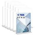 KOOLDE Acrylic Sign Holder 8.5x11 Inches 12 Pack T Shape Desktop Display Stand Vertical Double Sided Clear Table Menu Flyer Holder for Restaurants, Office, Shop, Wedding - color: 12 pack