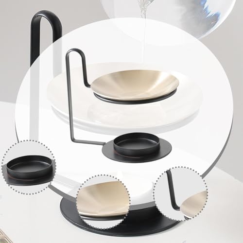 Qianly Essential Oil Melt Burner Tea Light Candle Holder Portable Hotel Detachable Essential Oil Home Decoration - color: Black