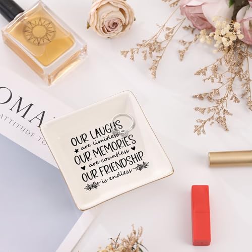 Our Friendship Is Endless Jewelry Dish Tray Ceramic Trinket Dish For Women Retirement Gift For Woman Willow Tree Friendship Graduation Gifts For Her - style: Our friendship is endless