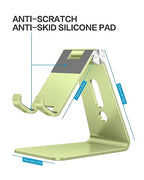 OMOTON Adjustable Cell Phone Stand, C2 Aluminum Desktop Phone Dock Holder Compatible with iPhone 15 14 13, SE, XR, 8 Plus 7 6, Samsung Galaxy, Google Pixel and More - color: Green