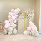 6FT Arch Backdrop Stand and Arch Cover Set, Gold Metal Arch Stand Backdrop with White Arch Stand Cover Ideal for Weddings, Birthday Parties, Baby Showers, Celebration Decorations - size: 6 FT
