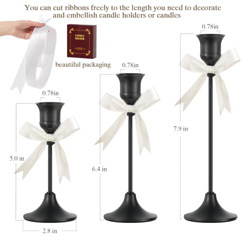 FSyueyun Black Candle Holder Set of 3, Elegant Metal Candlestick Holders for Vintage Taper Candle Holders, Perfect for Table Centerpieces, Fireplace Mantels, Home Decor, Weddings and Party Decorations - color: Black, size: Set of 3