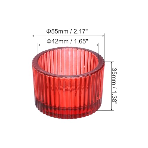 PATIKIL 4 Pcs Tealight Candle Holder, Tea Lights Candle Holder Glass Votive Candle Holders Glass Candle Holders for Table Centerpiece Decor Wedding Dinner Party, Red - color: Red