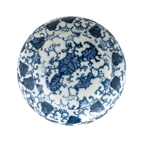Creative Co-Op Blue & White Ceramic Ginger Jar with Lid - color: Blue & White, size: 6.5" High