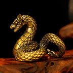 100% Solid Brass Dragon-Snake Hybrid Sculpture - Handcrafted Mythical Creature Statue, Heavyweight Fantasy Art Decor, Premium Office & Library Collectible, Power Symbol Gift for Mythology Lovers - style: Dragon Snake