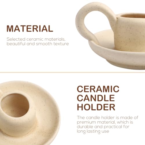 Cabilock Candle Holder Ceramic Candle Holder Ceramic Candlestick Holder Nordic Style Taper Candle Stand Candle Burning Display Holder Desktop Ornament for Home Wedding Party（2 pcs）