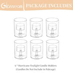 Glasseam Glass Tealight Candle Holder: Small Hurricane Cylinder Votive Holder Set of 6 Modern Table Centerpiece Wedding Christmas Party Decorations, 3.15