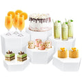 6 Pcs Buffet Risers, Dessert Stands Acrylic, Food Risers for Buffet, Jewelry Showcase, Riser Display Cases, Acrylic Display Base, White - color: White-Hexagonal
