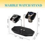 LYS&LYX Double Watch Stand - Handcrafted Natural Marble base - Watch Display Stand for all Watches - Jewelry Stand Watch Holder Accessory (Blacksilver) - color: Blacksilver