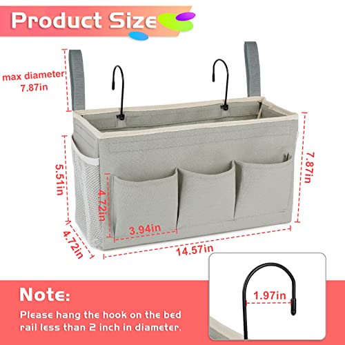 Loghot Bedside Caddy/Bedside Storage Bag Hanging Organizer for Bunk and Hospital Beds,Dorm Rooms Bed Rails,Can be Placed Glasses,Books,Mobile Phones,Keys (New Grey) - color: 1pc New Grey