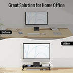 loukin Monitor Stand Riser for Desk, 22.4" x 8.3" Larger Computer Stand for Laptop, PC, Printer, Sturdy Desktop Computer Shelf with Non-Skid Rubber, Home Office (Black)