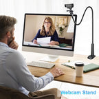 Webcam Stand for Desk, Flexible Gooseneck Webcam Mount Holder Arm with Phone Holder, Web Cam Stand Computer Camera Desk Mount for Logitech C922 C930e C920S C920 C615 C960 C920x BRIO 4K NexiGo N60