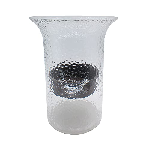 Glass Hurricane Pillar Candle Holder with Rustic Metal Insert, Perfect as a Centerpiece (Small Bubble Glass) - size: 11" Tall Bubble Glass