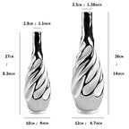 Yundu Ceramic Vase Set of 2, White with Silver, Modern Home Décor, Living Room, Dried Flowers, 14x6x6 inches - color: White With Silver