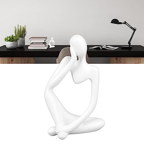 Abstract Thinker Statue | Synthetic Home Accent for Living Room/Office Desk/Bookshelf | Hollow Design Art Sculpture Collectible Present (White Right) - style: White Right