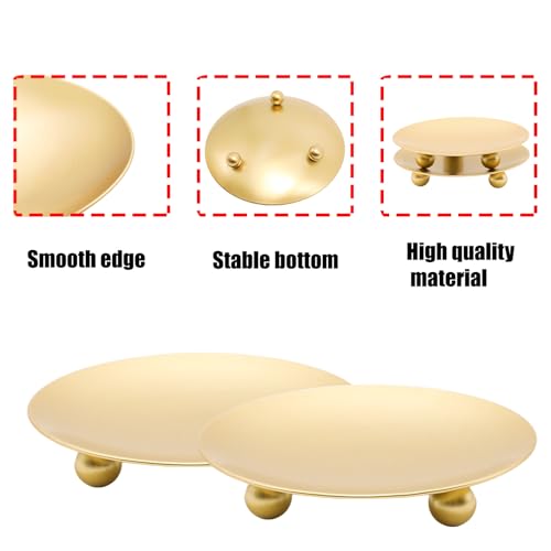 2Pcs Iron Plate Candle Holder Set - 2.68 Inch Decorative Pedestal Candle Stands for Home, Wedding, and Birthday Parties - Elegant Gold Candle Holders for Stylish Décor - color: Gold, size: Small