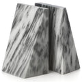 Bey-Berk Harold Carrera Marble Bookends (Grey, Set of 2), 4" x 2.5" x 6" Wedge Book Ends, 6.45 lb Solid Stone Desk and Shelf Decor - color: Gray