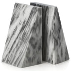 Bey-Berk Harold Carrera Marble Bookends (Grey, Set of 2), 4" x 2.5" x 6" Wedge Book Ends, 6.45 lb Solid Stone Desk and Shelf Decor - color: Gray