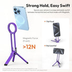 ULANZI MA30 Magnetic Phone Tripod Stand for iPhone-Aluminium Maglock Smartphone Mini Tripod Pocket Cell Phone Stand Strong Magnet Quick Mount Compatible with iPhone 17 16 15 14 13 12 Series, Purple - color: Purple