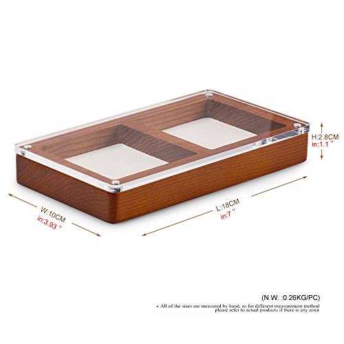 Oirlv Wooden 2 Grid Jewelry Display Tray Premium Microfiber Interior Jewelry Organizer Box with Top Lid Ring Earrings Bracelet Storage Dish(Creamy-white) - color: Creamy-white 2 Grids