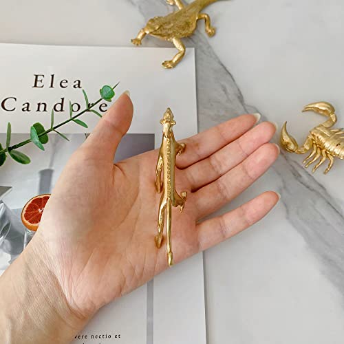 Gold Walking Dragon Sculpture Solid Metal Animal Ornament Mini Animal Figurine for Home Office Garden Desktop Decor - style: Walking Dragon