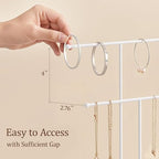White Jewelry Holder Stand with Ceramic Tray: Small Hanging Necklace Organizer Tree for Earrings, Bracelets, Rings – Jewelry Display Hanger for Women & Girls, White - color: white tray white bar