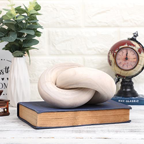 Yalikop 2 Link Wood Chain Link Decor Coffee Table Wooden Knot Decor Hand Carved Modern Farmhouse Ornament Boho Rustic Natural Chain Items for Home Living Room Bedroom Shelf Decorations(Wood) - color: Wood