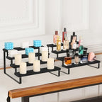 YINMIT Wooden Display Riser Stand, Tiered Perfume and Cologne Organizer Stand, 4 Tier Spice Rack Organizer, Rustic Display Shelf for Candles (4 Tier,2Pack,Black) - color: 4 Tier,2Pack,Black