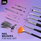 FANDAMEI Nail Art Tools, Nail Brush, 15 PCS Nail Art Brushes, 5 PCS Nail Dotting Tool, Nail Stand, Nail Holder For Painting Nails, Nail Tools, Nail Design Tools, Black - color: Black