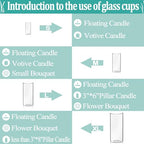 Set of 16 Pcs Glass Cylinder Vases for Centerpieces with 24 Pcs White Floating Candles for Centerpieces Glass Candle Holder for Table Shelf Wedding Party Home Decor (4"+6"+8"+10") - size: 16 SET