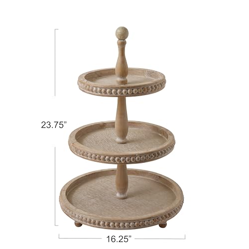 Round 3-Tier Decorative Wood Tray - color: Natural, style: 3-Tier