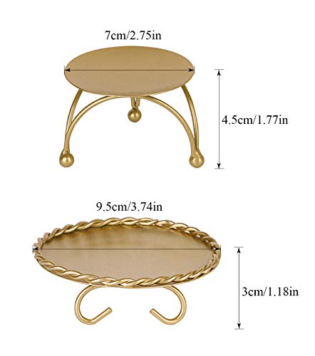 dedoot Candle Holder, Gold Candle Holders Set of 2 Decorative Handmade Iron Pillar Plate Candle Holder Centerpiece Fit LED & Wax Candles, Pedestal Candle Stand for Wedding, Spa, Dinner Tables