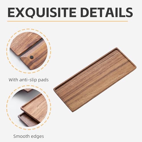Vandroop Mini Wooden Serving Platter, Small Wood Serving Tray for Tea/Coffee (Acacia Wood, M) - size: 11.8" x 4.6" x 0.6"