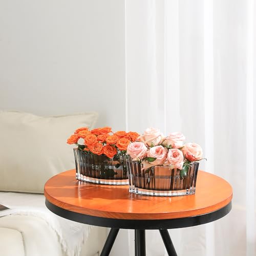 MCMCNCUIU Crystal Vases for Centerpieces, Flower Vases for Wedding Centerpieces, Black Glass Vase for Flowers, Curve Small Vase for Living Room, Bedroom, Kitchen, Dining Table, Set of 2 - color: Black
