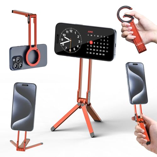 ULANZI MA30 Magnetic Phone Tripod Stand for iPhone - Aluminium Maglock Smartphone Mini Tripod Pocket Cell Phone Stand Strong Magnet Quick Mount Compatible with iPhone 17 16 15 14 13 12 Series, Orange - color: Orange