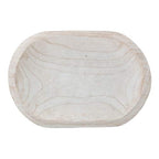 Bloomingville Hand-Carved Paulownia Wood Bowl with Whitewashed Finish - color: White
