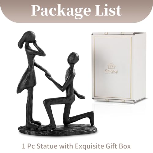 Sziqiqi Anniversary Wedding Gifts for Couple: 6th Anniversary Iron Gift for Her Him Husband Wife - 1 Year Wedding Gifts for Engagement Christmas Valentines Birthday - Couple Sculptures for Home Decor - style: Proposal