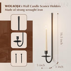 Metal Wall Candle Sconce Holder Set of 4 Wall Mount Candle Holder Pillar Holder Black Modern Wall Candle Sconces Hanging for Living Room Farmhouse Fireplace Wedding - color: Black, size: 4PC