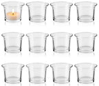 12 Pcs Clear Glass Tealight Candle Holders, Votive Candle Holders for Weddings, Parties, and Home Decor, 2.36" x 1.77" Small Glass Candle Holders for Centerpieces and Table Settings