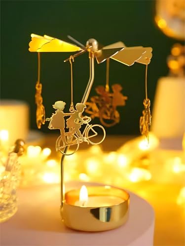 Self Rotary Candle Holder, Metal Tea Light Holders Automatic Rotating, Romantic Aroma Tea Candle Round Holder, Unicorn, Snowflower, Kids, Leather Candle Holder(Kids) - color: Kids