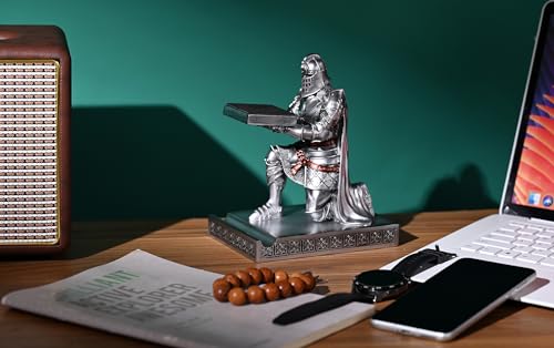 King's Guard Watch Display Stand Eyeglass Jewelry Bracelet Necklace Holder Trays Towers Resin Pen Holder Warrior Knight Mobile Phone Stand for Office & Home (Silver) - color: Silver