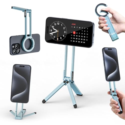 ULANZI MA30 Magnetic Phone Tripod Stand for iPhone, Aluminium Maglock Smartphone Mini Tripod Pocket Cell Phone Stand Strong Magnet Compatible with iPhone 17 16 15 14 13 12 Series, Mint Green - color: Mint Green