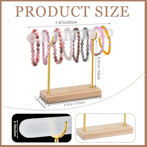 RattanView Selenite Bracelet Holder Display Stand Crystal Healing Goth Bracelet Display Stand Detachable Jewelry Wrap Watch Organizer Holder with Wooden Base for Bangles Charging Clean(1 Tier) - style: 1 Tier