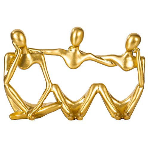 BMLCGJ Thinker Statue Gold Decor Abstract Art Sculpture, Golden Resin Collectible Figurines for Home Living Room Office Shelf Decoration,Great Gifts Ideas (Conjoined Body-Gold) - color: Conjoined Body-gold