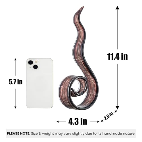 11.4" Tall Hand-Blown Glass Sculpture Murano-Style Sculpture Art Ornament Statue Figurines Home Decor Accent Piece Coastal Ocean Nautical Home Decor,Shelf,TV Stand,Tabletop Centerpieces,Wonderful Gift - color: Black-brown